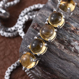 Platinum over Bond Brass CITRINE Cabochon Adjustable Bracelet