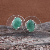 Platinum over Sterling Silver Brazilian EMERALD Stud Earrings (1.40 cts.)