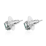 Platinum over Sterling Silver Brazilian EMERALD Stud Earrings (1.40 cts.)