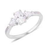 Rhodium over Sterling Silver 3 Stone CZ Cubic Zirconia Ring