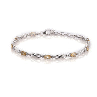 Platinum over Sterling Silver Brazilian Citrine Bracelet Eternity Symbols