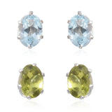 Set of 2 Sterling Silver PERIDOT & Sky BLUE TOPAZ Earrings