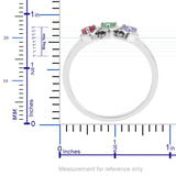 Sterling Silver RUBY , EMERALD and TANZANITE 3 Heart Trilogy Ring