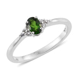 Platinum over Sterling Silver Chrome Diopside and White Zircon Ring, Pendant, Chain, & Earrings Set