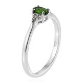 Platinum over Sterling Silver Chrome Diopside and White Zircon Ring, Pendant, Chain, & Earrings Set