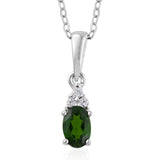 Platinum over Sterling Silver Chrome Diopside and White Zircon Ring, Pendant, Chain, & Earrings Set