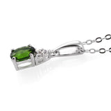 Platinum over Sterling Silver Chrome Diopside and White Zircon Ring, Pendant, Chain, & Earrings Set