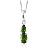 Platinum over Sterling Silver Russian Chrome Diopside Ring, Pendant, Earrings Set with Chain