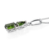 Platinum over Sterling Silver Russian Chrome Diopside Ring, Pendant, Earrings Set with Chain