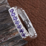 Sterling Silver CZ Purple Simulated Diamond Euro Shank Ring