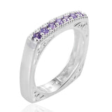 Sterling Silver CZ Purple Simulated Diamond Euro Shank Ring