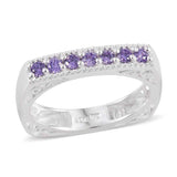 Sterling Silver CZ Purple Simulated Diamond Euro Shank Ring