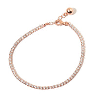 14K Rose Gold Sterling Silver CZ Simulated Diamond Bracelet (5.25-6.25 in)