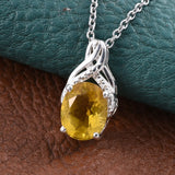 Sterling Silver Canary Yellow Fluorite Pendant with 20" Chain