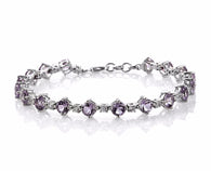 Platinum over Sterling Silver Rose De France Amethyst & White Zircon Bracelet (7.00 in)