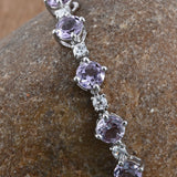 Platinum over Sterling Silver Rose De France Amethyst & White Zircon Bracelet (7.00 in)