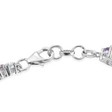 Platinum over Sterling Silver Rose De France Amethyst & White Zircon Bracelet (7.00 in)