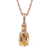 14k Rose Gold over Sterling Silver Citrine Pendant with 20" Chain