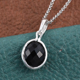 Sterling Silver Black Onyx Checkerboard Pendant with Stainless Steel 20" Chain