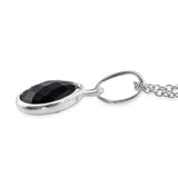 Sterling Silver Black Onyx Checkerboard Pendant with Stainless Steel 20" Chain