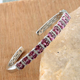 Platinum over Sterling Silver Rhodolite Garnet Cuff Bracelet (7.25 in)