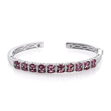 Platinum over Sterling Silver Rhodolite Garnet Cuff Bracelet (7.25 in)