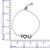 Sterling Silver Blue Diamond Accent "I Love U" Adjustable Bracelet