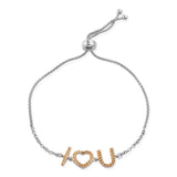 Sterling Silver Yellow Diamond Accent "I Love U" Adjustable Bracelet