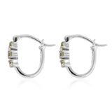 Platinum over Sterling Silver Brazilian Canary Chrysoberyl Hoop Earrings