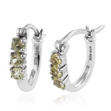 Platinum over Sterling Silver Brazilian Canary Chrysoberyl Hoop Earrings