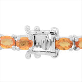 Rhodium over Sterling Silver Oval Yellow SAPPHIRE Tennis Line Bracelet (8")