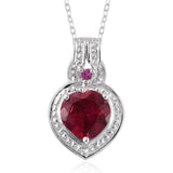 Platinum Sterling Silver Lab Grown RUBY Heart Jewelry Set (Size 8 Only)