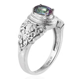 Stainless Steel MYSTIC TOPAZ Ring with Leaf and Scroll Work Designs