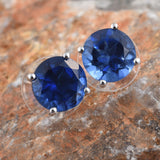 Platinum over Sterling Silver Caribbean Blue Quartz Stud Earrings