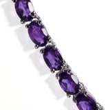 Platinum over Sterling Silver African Lusaka AMETHYST Line Necklace (18 in)