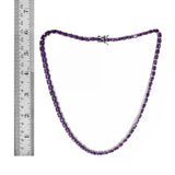 Platinum over Sterling Silver African Lusaka AMETHYST Line Necklace (18 in)