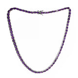 Platinum over Sterling Silver African Lusaka AMETHYST Line Necklace (18 in)