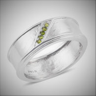 Stainless Steel 5 Stone Russian Chrome Diopside Band Men's Ring