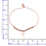 14K Rose Gold over Sterling Silver Bead and Cross Adjustable Bracelet