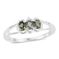 Sterling Silver Green SAPPHIRE Trilogy Ring