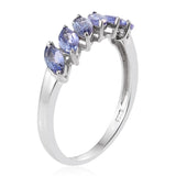 Platinum over Sterling Silver Marquee Cut TANZANITE Ring (Size 5 Only)