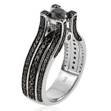 2.50 ct. Platinum over Sterling Silver BLACK DIAMOND Bridge Ring (Size 8 Only)