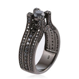 Black Rhodium Sterling Silver BLACK DIAMOND Bridge Ring (Size 10)