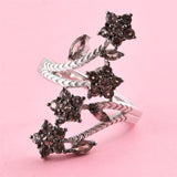 Platinum Sterling Silver COLOR CHANGE GARNET Elongated Floral Ring