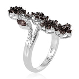 Platinum Sterling Silver COLOR CHANGE GARNET Elongated Floral Ring