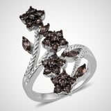 Platinum Sterling Silver COLOR CHANGE GARNET Elongated Floral Ring