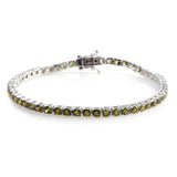 Silver Plated Brass CZ Simulated Green Diamond Bracelet (7.25 in)