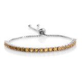 Platinum over Sterling Silver Yellow SAPPHIRE Adjustable Line Bracelet