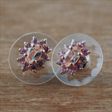 14K Rose Gold Sterling Silver MORGANITE & PINK SAPPHIRE Stud Earrings