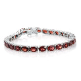 Platinum Sterling Silver 24.64cts. Mozambique Garnet Tennis Bracelet (8.00 in)